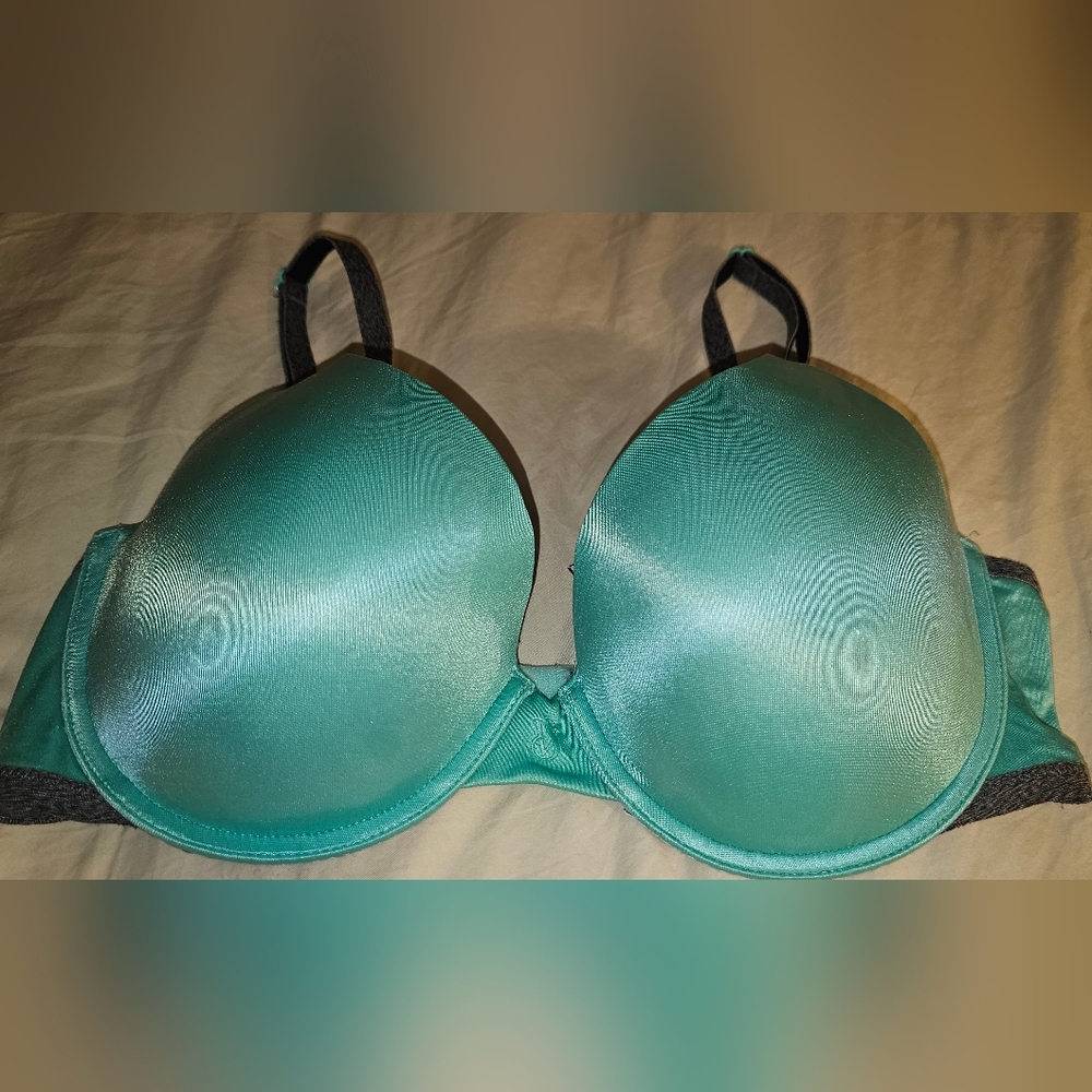 VICTORIA SECRET UPLIFT SEMI DEMI BRA SIZE 34C BLUE EUC LOGO